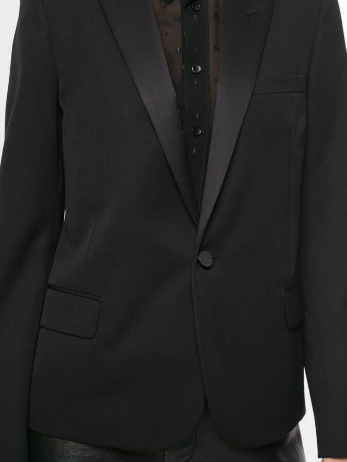 Saint Laurent Blazer met enkele rij knopen Zwart