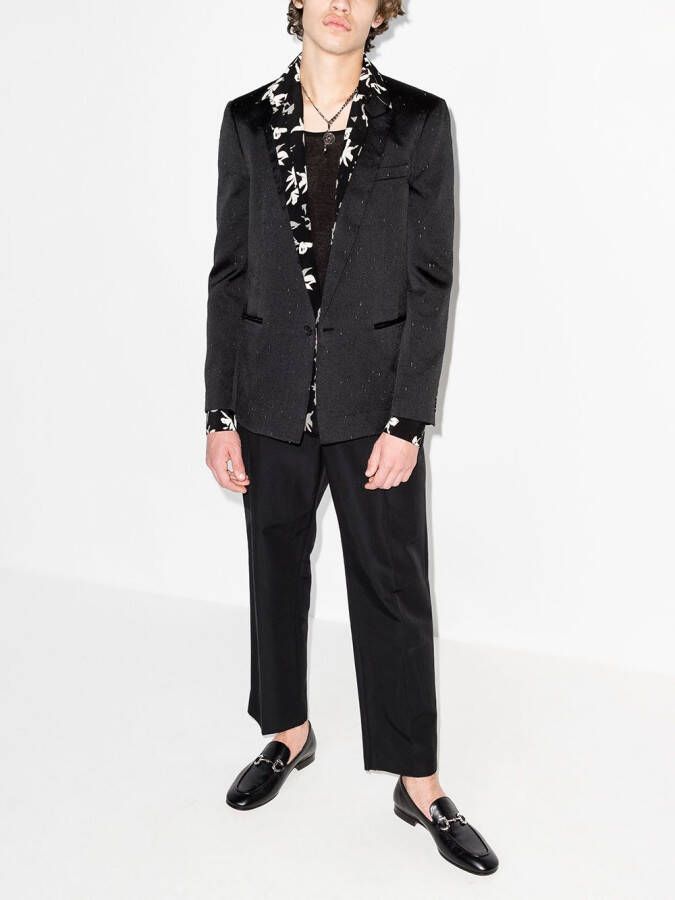 Saint Laurent Blazer met gekrast detail Zwart