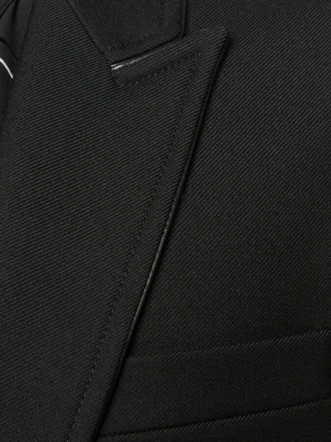 Saint Laurent Blazer met leren afwerking Zwart