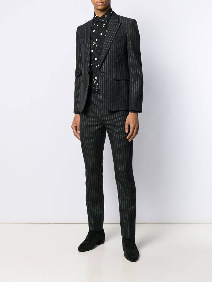 Saint Laurent Blazer met metallic strepen Zwart
