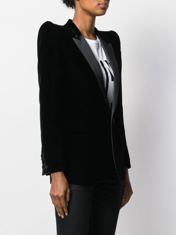 Saint Laurent Blazer met oversized schouders Zwart