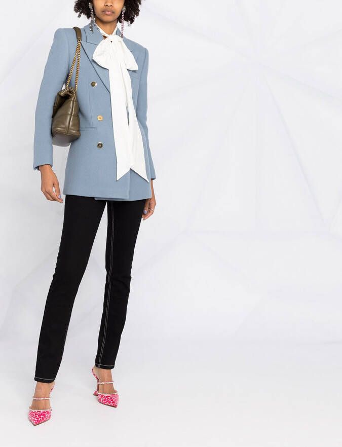 Saint Laurent Blazerjack met dubbele rij knopen Blauw