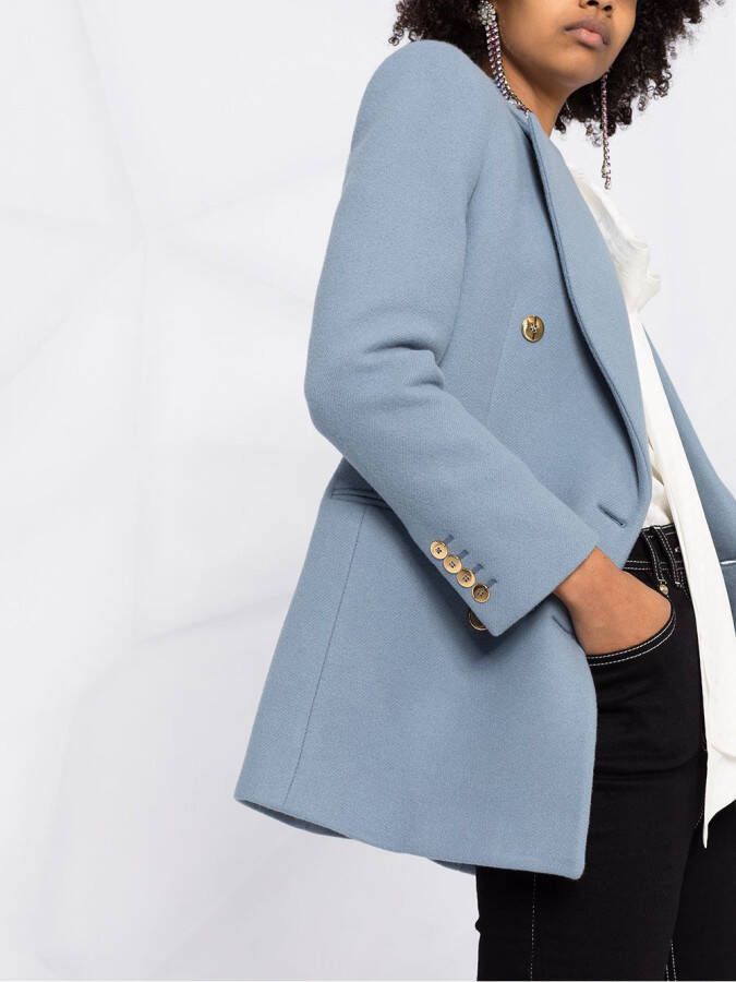 Saint Laurent Blazerjack met dubbele rij knopen Blauw