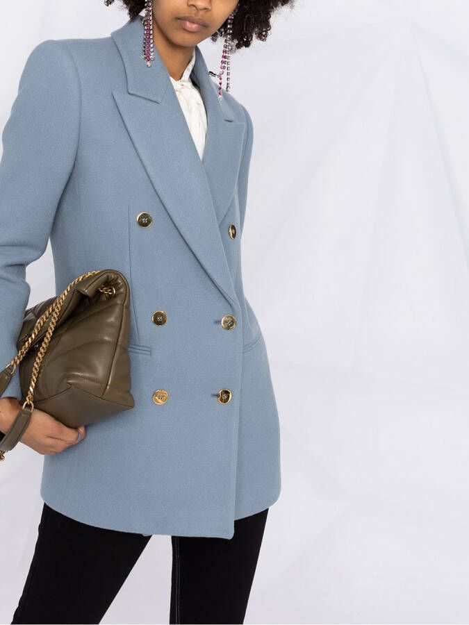 Saint Laurent Blazerjack met dubbele rij knopen Blauw