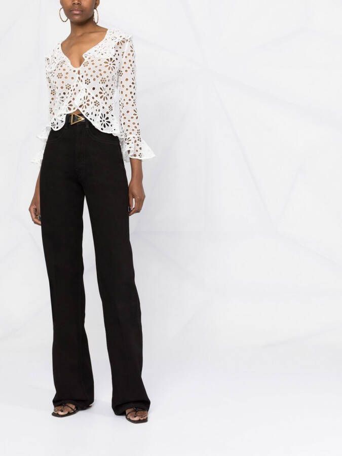 Saint Laurent Blouse met borduurwerk Wit