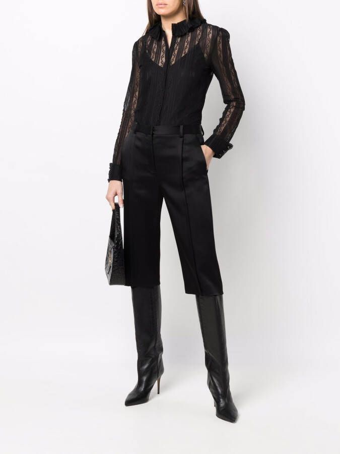 Saint Laurent Blouse met franje hals Zwart