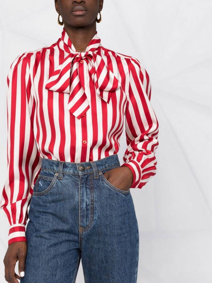 Saint Laurent Blouse met krijtstreep Rood