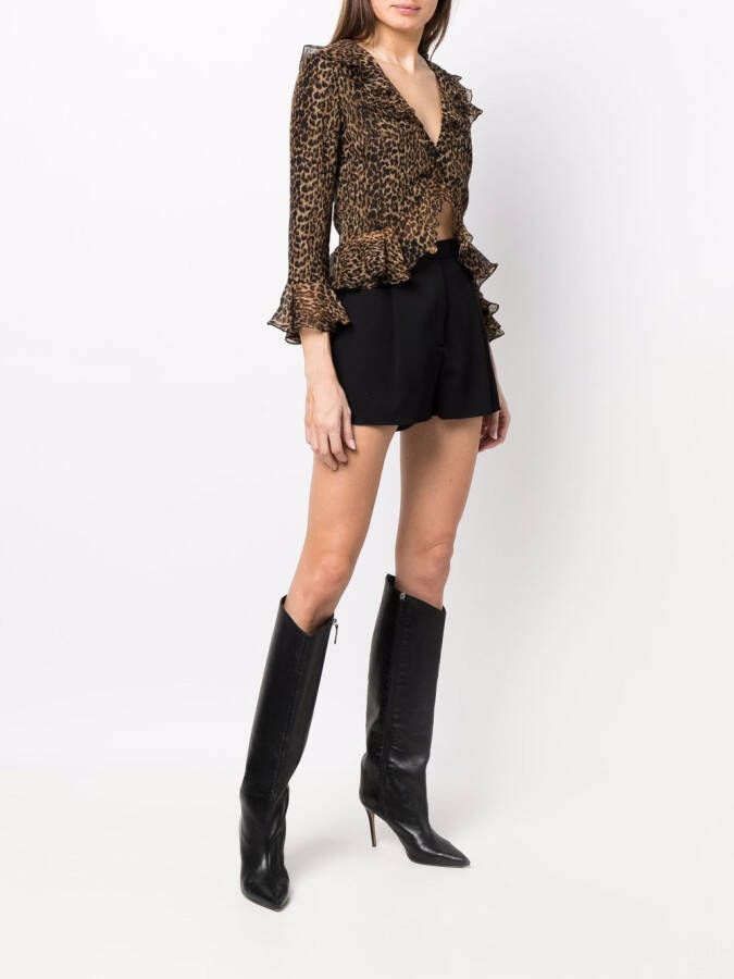 Saint Laurent Blouse met luipaardprint Bruin