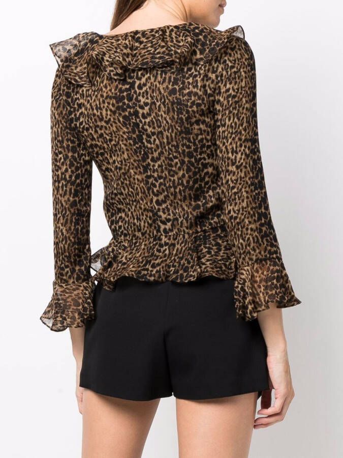 Saint Laurent Blouse met luipaardprint Bruin