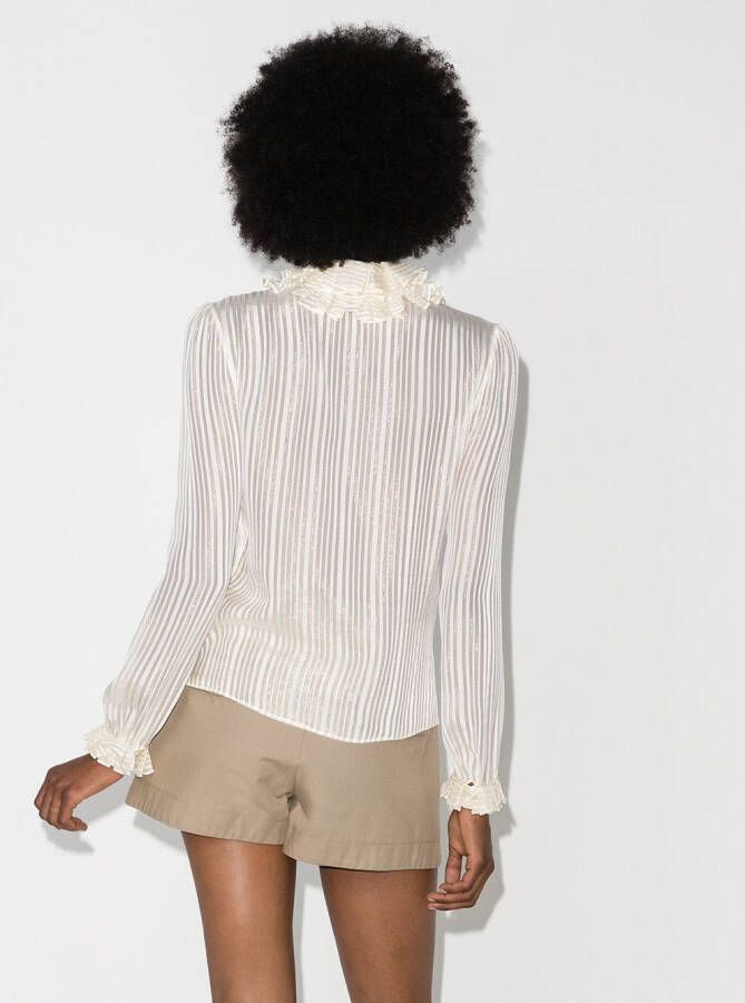 Saint Laurent Blouse met ruches Beige