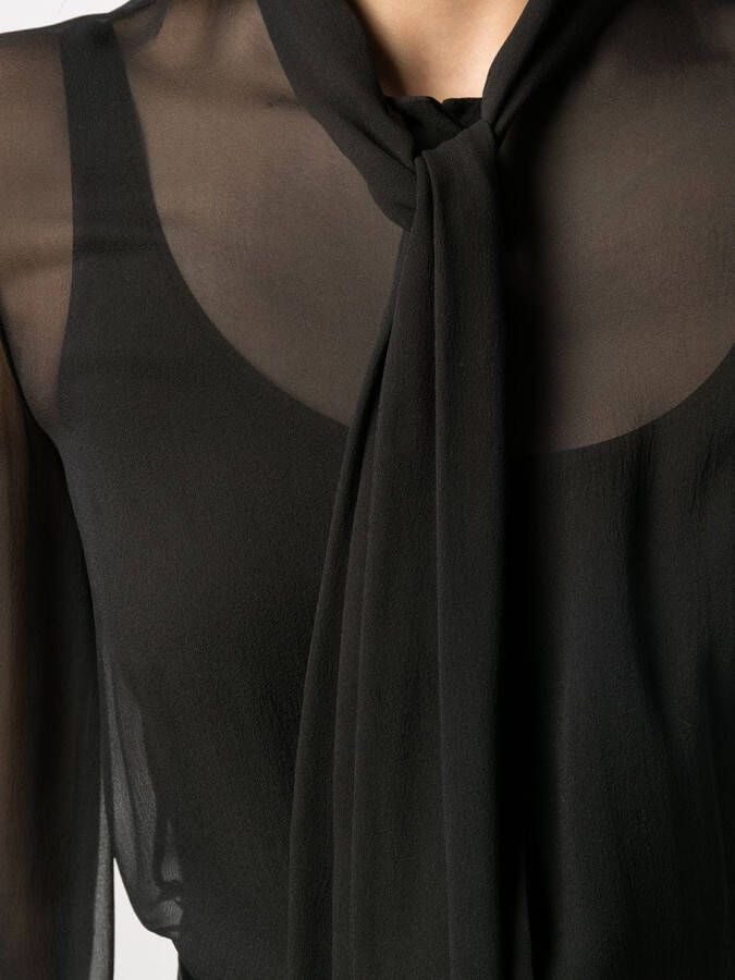 Saint Laurent Blouse met strik Zwart