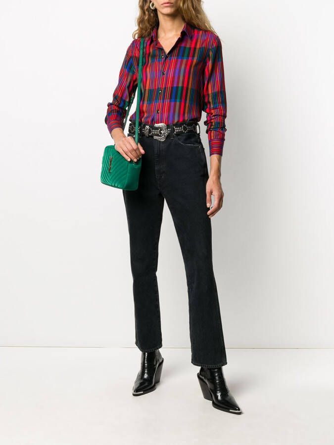 Saint Laurent Blouse met tartan ruit Rood