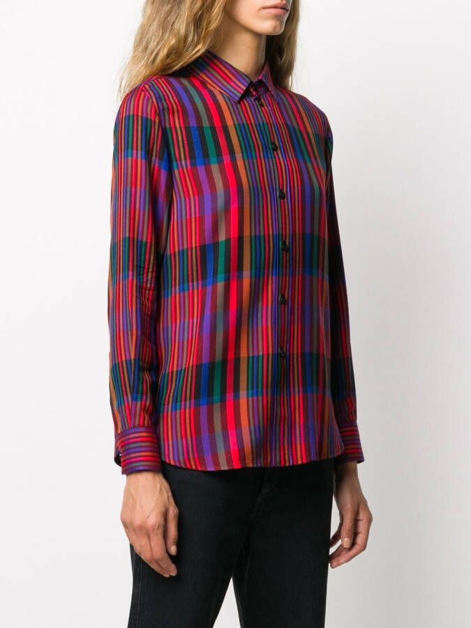 Saint Laurent Blouse met tartan ruit Rood