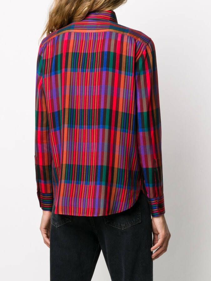 Saint Laurent Blouse met tartan ruit Rood