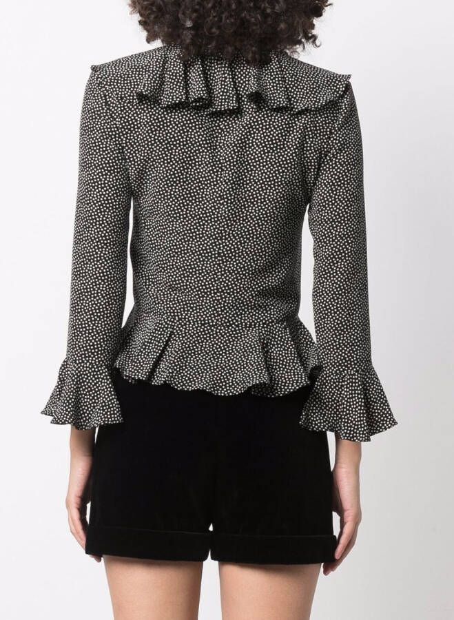 Saint Laurent Blouse met stippen Zwart
