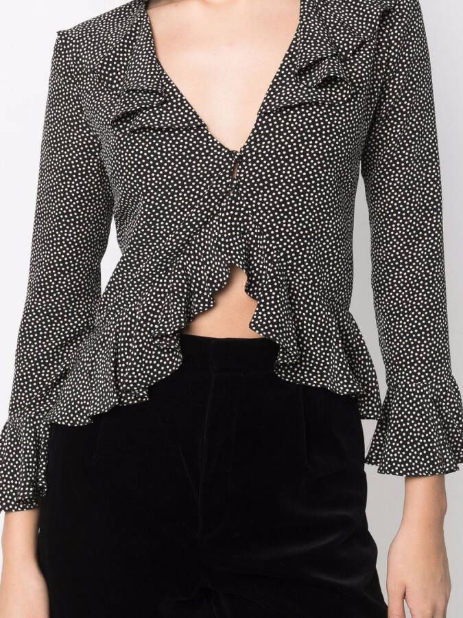 Saint Laurent Blouse met stippen Zwart