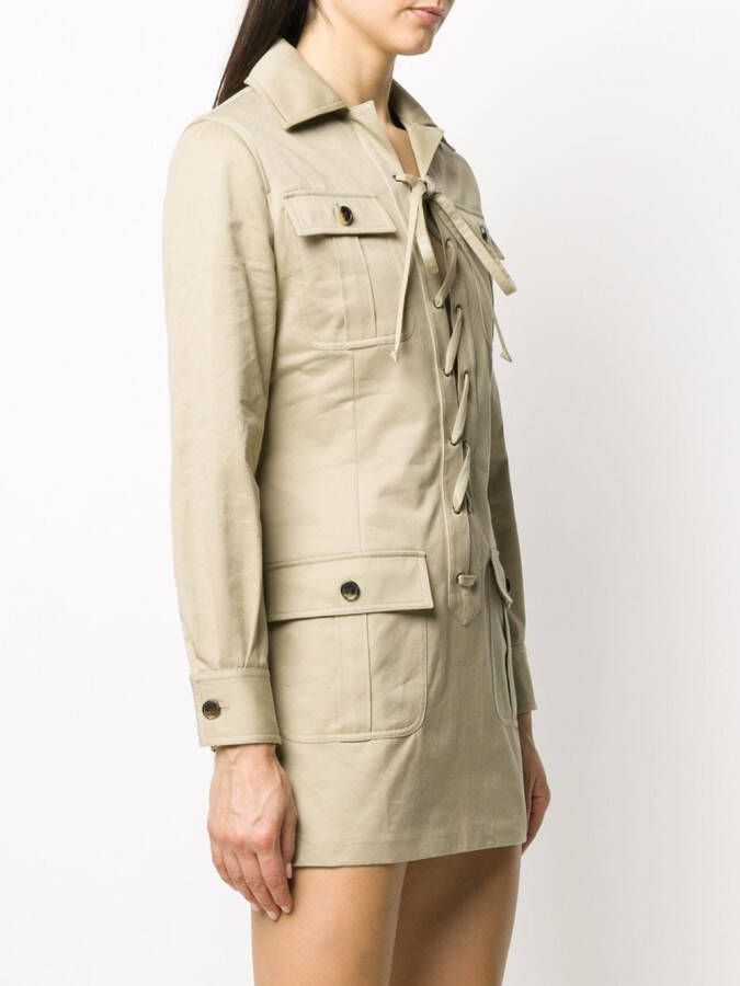 Saint Laurent Blousejurk met veter detail Beige