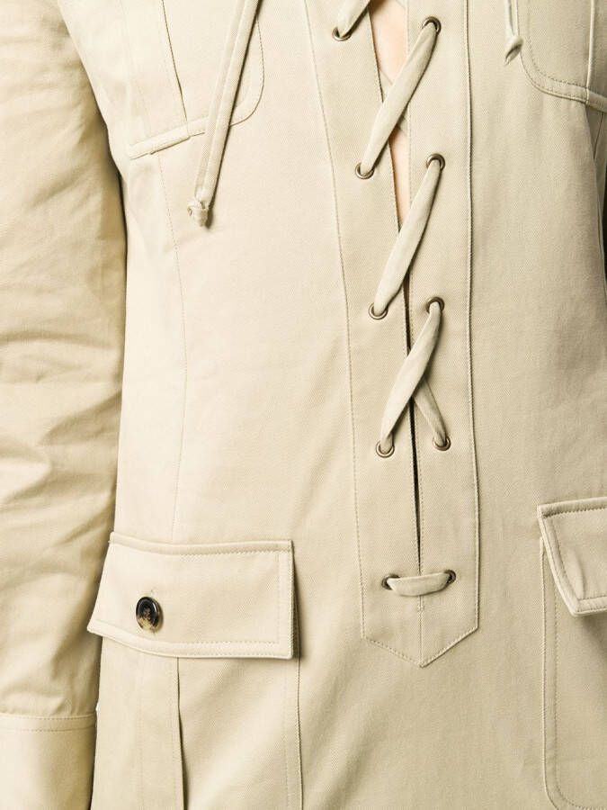 Saint Laurent Blousejurk met veter detail Beige
