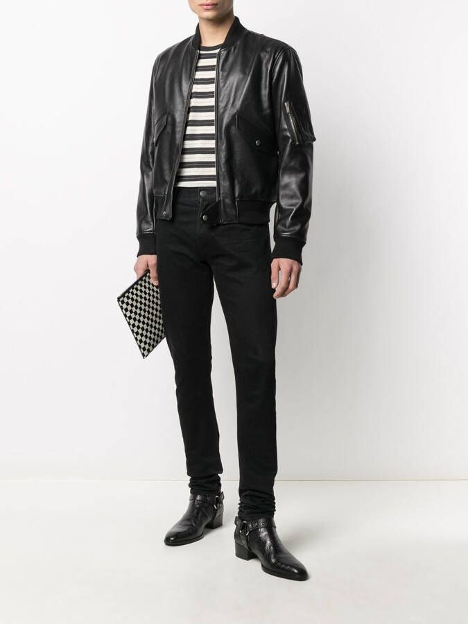 Saint Laurent Bomberjack van lamsleer Zwart
