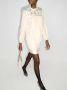Saint Laurent Mini-jurk met kant en vlakken Beige - Thumbnail 5