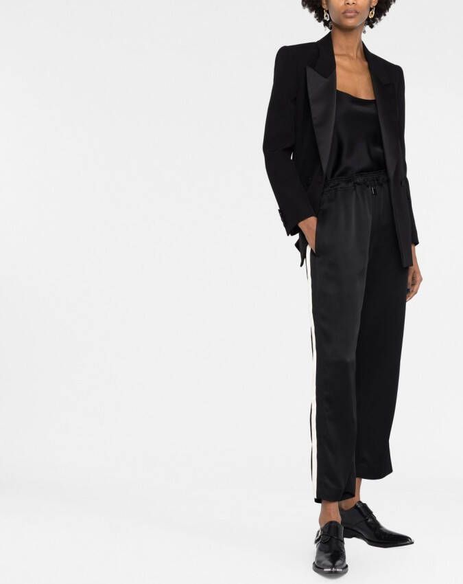 Saint Laurent Broek met geborduurd logo Zwart