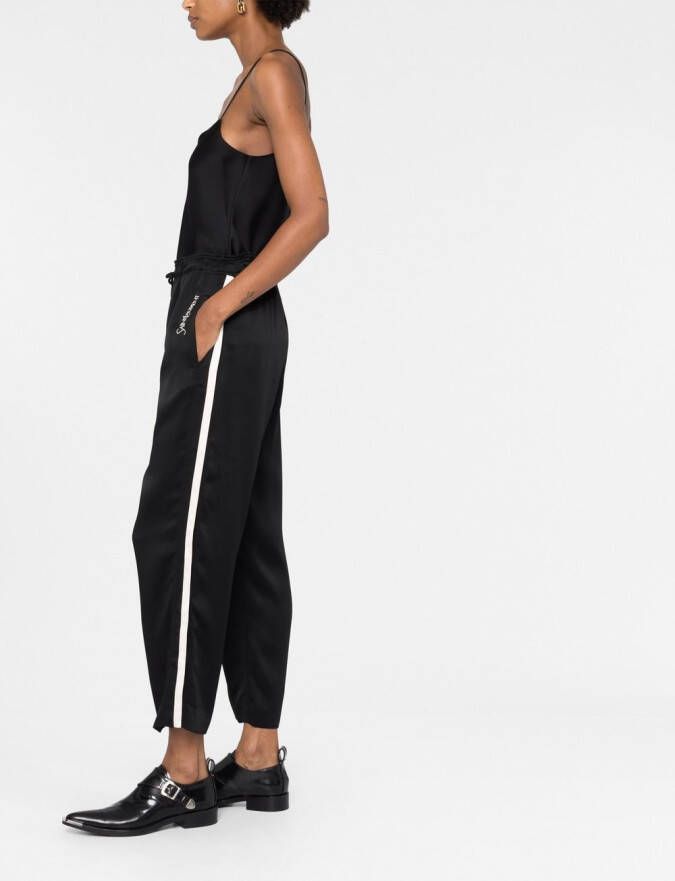 Saint Laurent Broek met geborduurd logo Zwart
