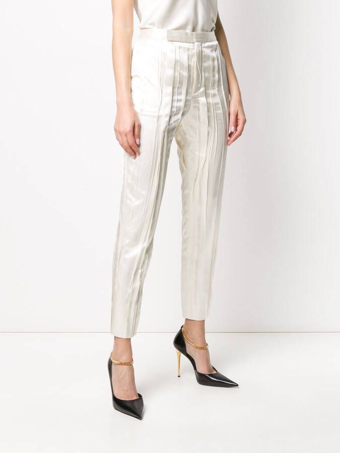 Saint Laurent Broek met kreukel-effect Wit
