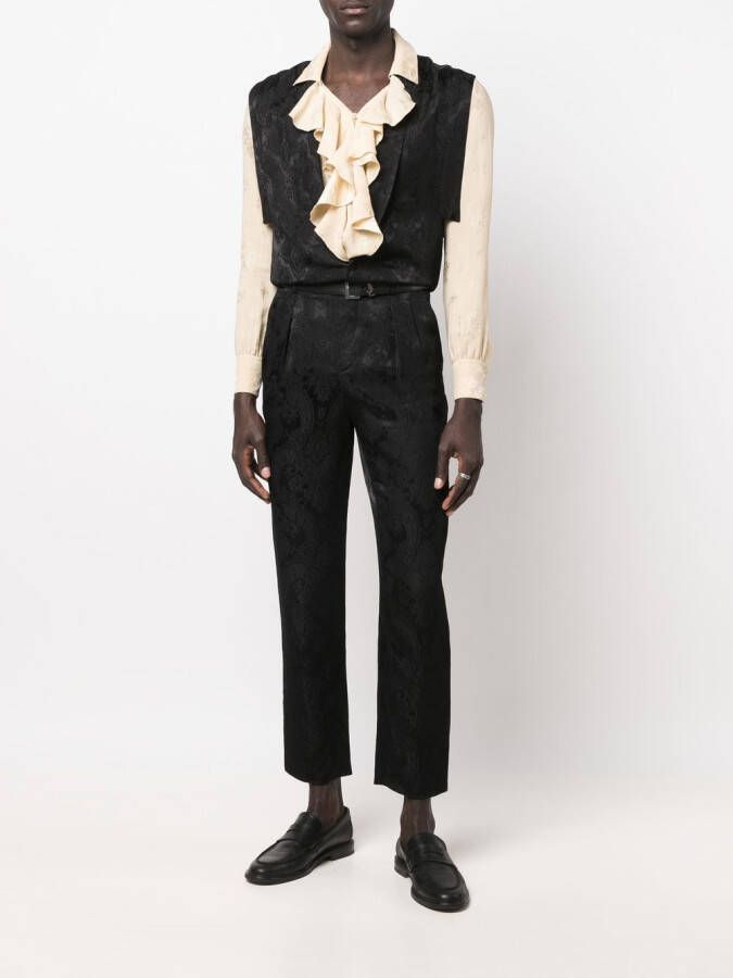 Saint Laurent Broek met paisley-print Zwart