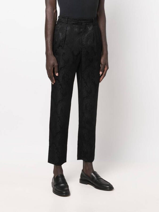 Saint Laurent Broek met paisley-print Zwart