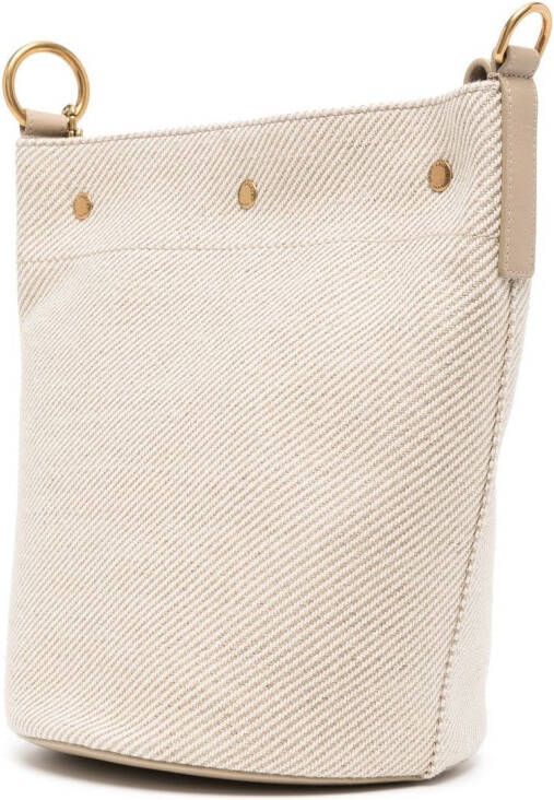 Saint Laurent Bucket-tas met geborduurd logo Bruin