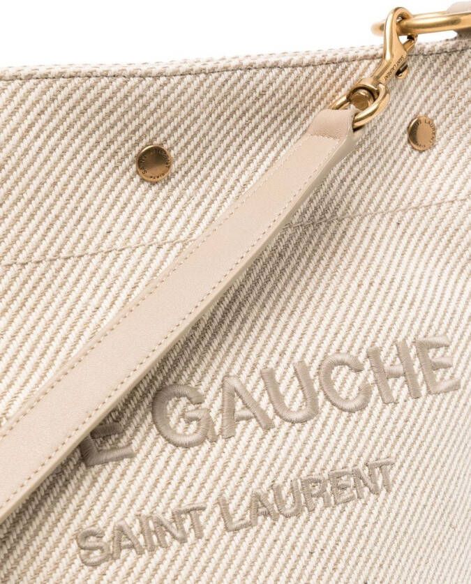 Saint Laurent Bucket-tas met geborduurd logo Bruin