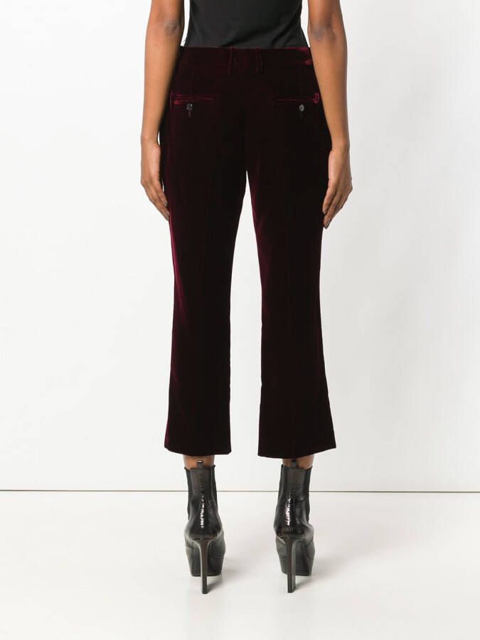 Saint Laurent Burgundy Mid rise flared velvet trousers Rood