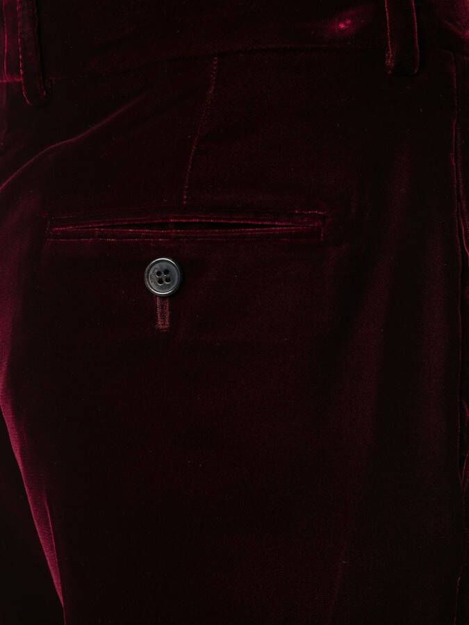 Saint Laurent Burgundy Mid rise flared velvet trousers Rood
