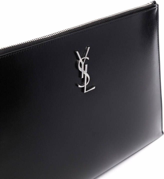 Saint Laurent Clutch met logoplakkaat Zwart