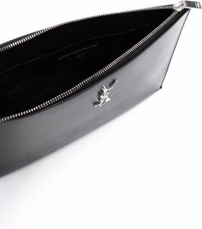 Saint Laurent Clutch met logoplakkaat Zwart