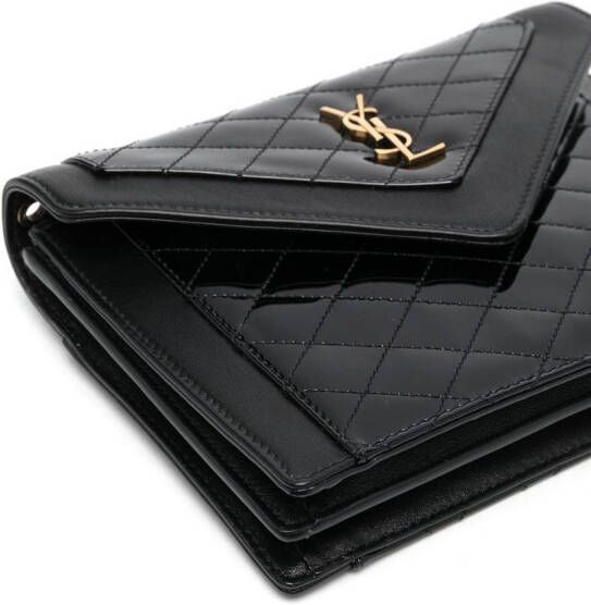 Saint Laurent Clutch met logoplakkaat Zwart