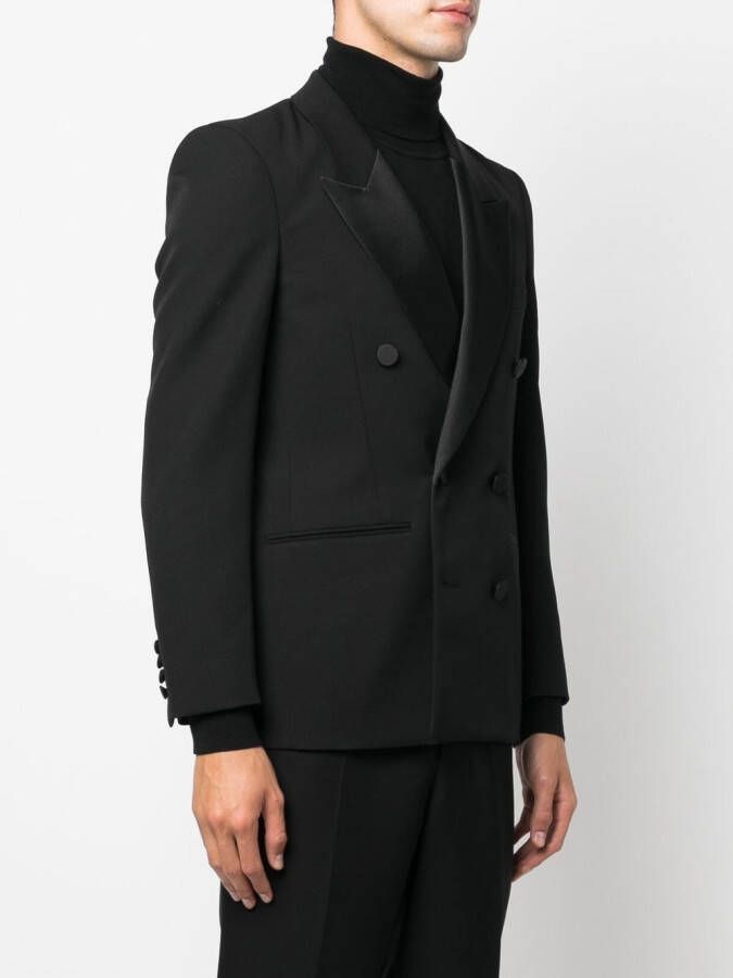 Saint Laurent Colbert met dubbele rij knopen Zwart