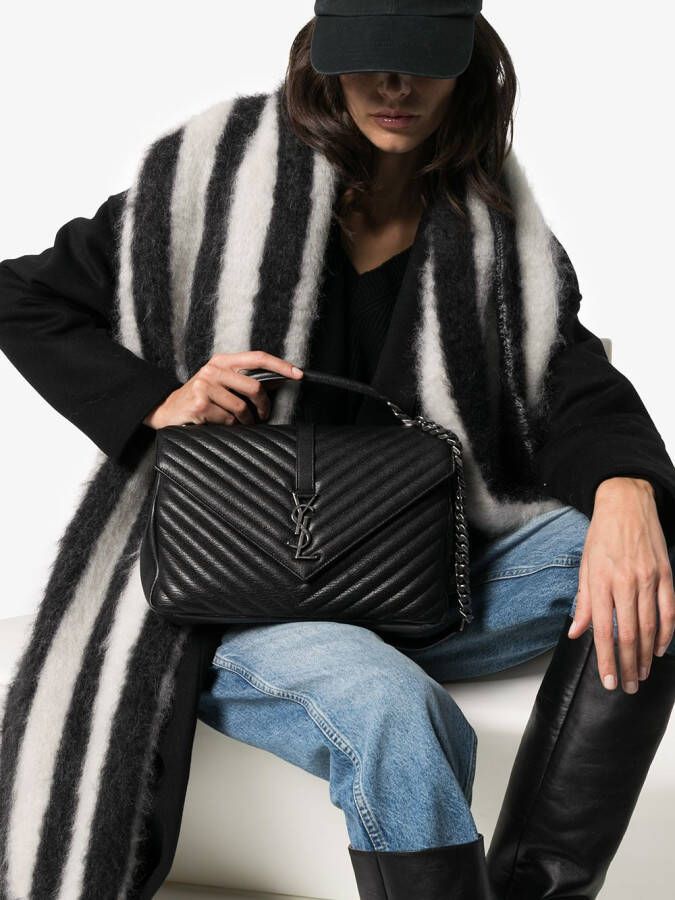 Saint Laurent College leren schoudertas Zwart