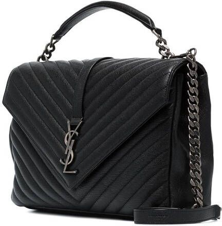 Saint Laurent College leren schoudertas Zwart