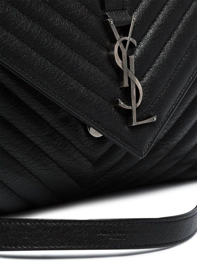 Saint Laurent College leren schoudertas Zwart