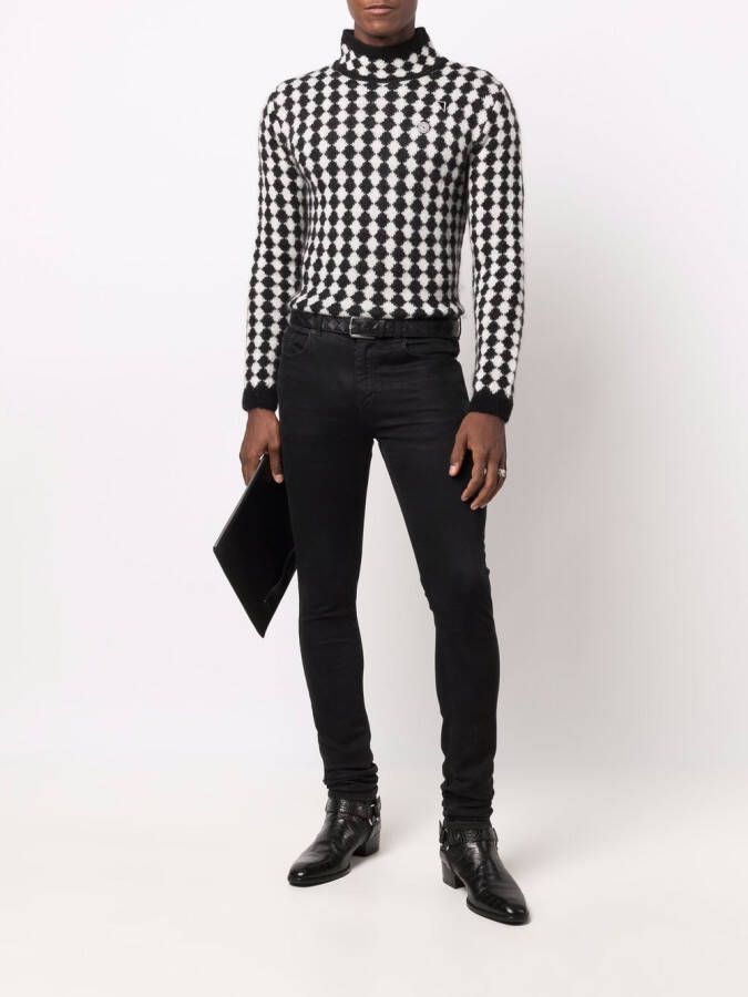 Saint Laurent Trui met diamantpatroon Zwart