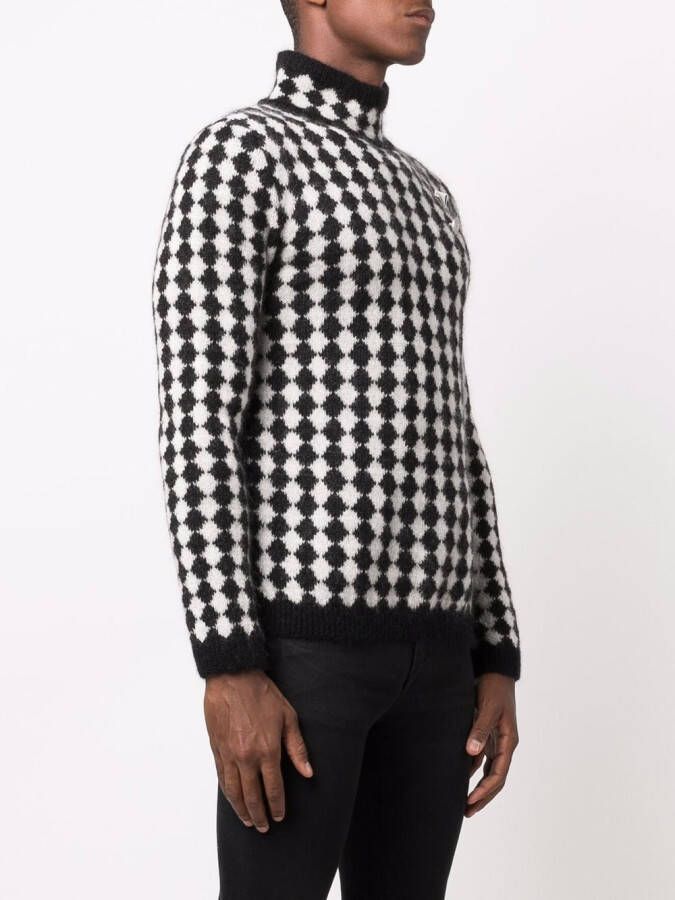 Saint Laurent Trui met diamantpatroon Zwart