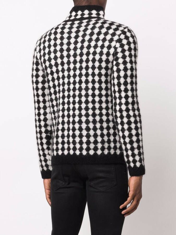 Saint Laurent Trui met diamantpatroon Zwart