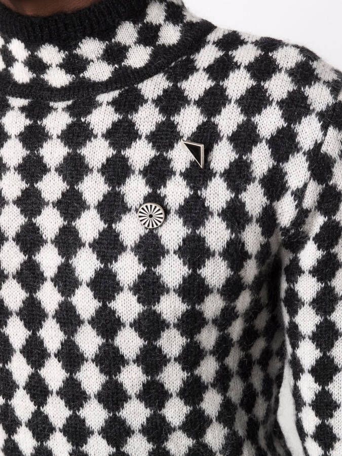 Saint Laurent Trui met diamantpatroon Zwart