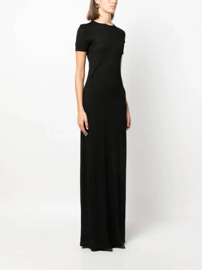 Saint Laurent Maxi-jurk met ronde hals Zwart