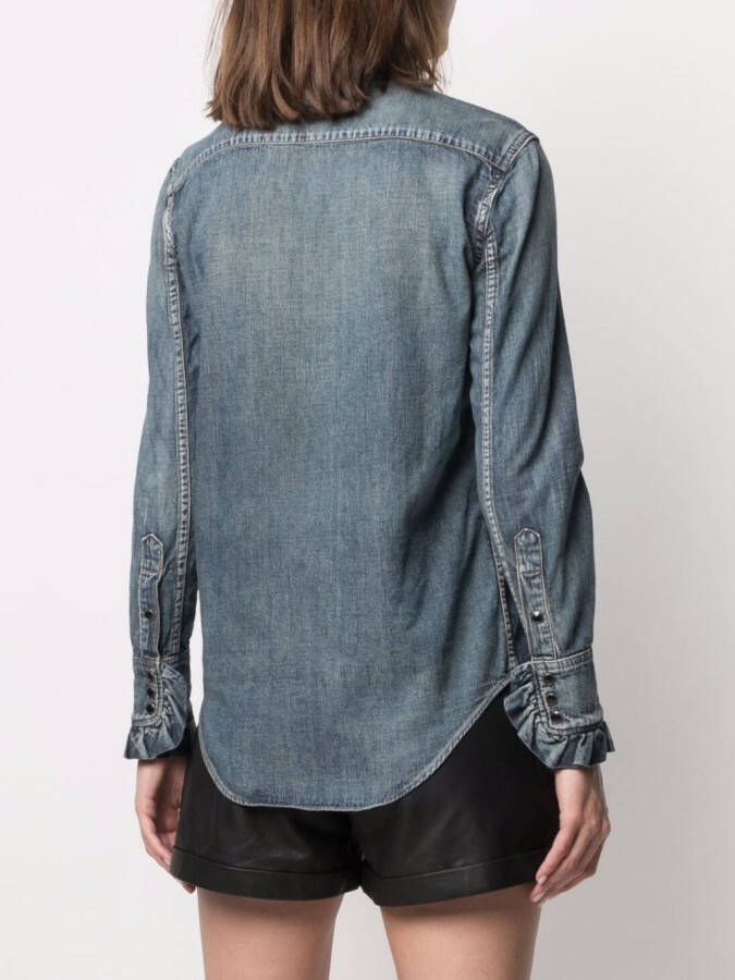 Saint Laurent Denim blouse Blauw