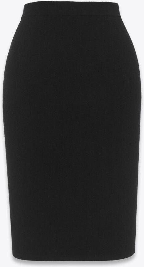 Saint Laurent Kokerrok met elastische tailleband Zwart