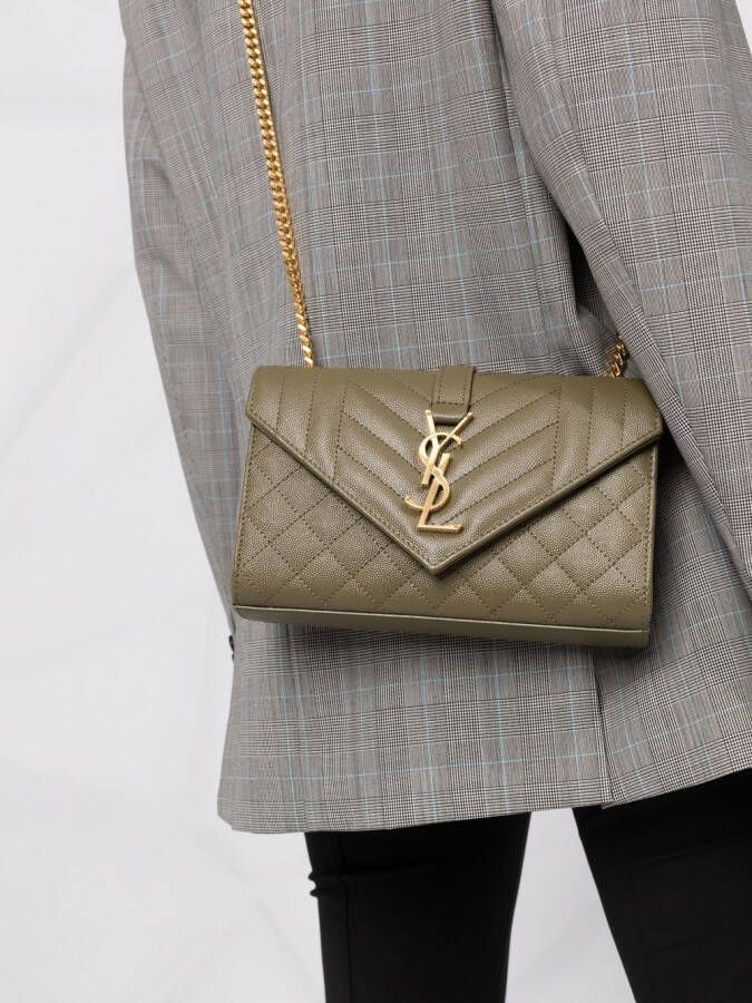 Saint Laurent Envelope kleine crossbodytas Groen