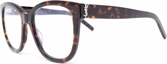 Saint Laurent Eyewear Bril met schildpadschild design Bruin