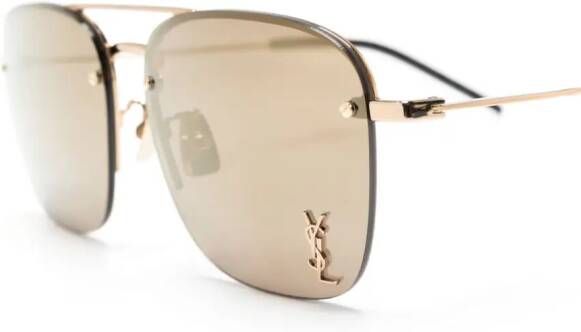 Saint Laurent Eyewear Zonnebril met vierkant montuur Goud